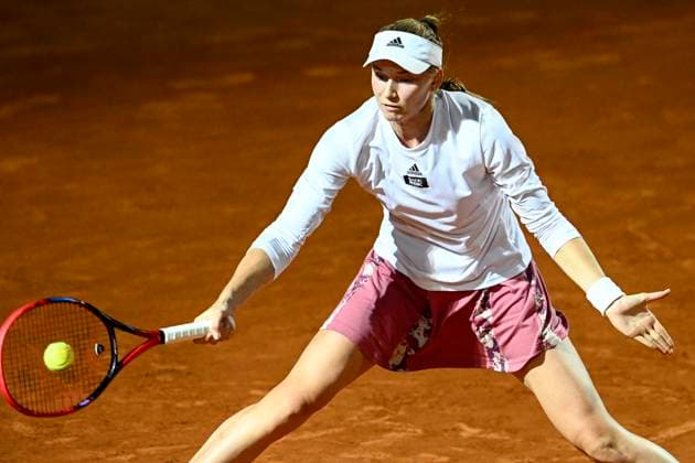 Elena Rybakina of Kazakhstan in action during the final match against Anhelina Kalinina of Ukraine at the Internazionali BNL d Italia tennis tournament at Foro Italico in Rome, Italy on May 20th, 2023. antoniettaxbaldassarre