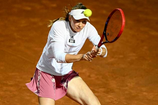 Elena Rybakina of Kazakhstan in action during the final match against Anhelina Kalinina of Ukraine at the Internazionali BNL d Italia tennis tournament at Foro Italico in Rome, Italy on May 20th, 2023. antoniettaxbaldassarre