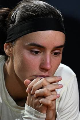 (230521) -- ROME, May 21, 2023 -- Anhelina Kalinina of Ukraine reacts during the final between Elena Rybakina of Kazakhstan and Anhelina Kalinina of Ukraine at the WTA, Tennis Damen Italian Open in Rome, Italy, May 20, 2023. (Photo by Xinhua) (SP)ITALY-ROME-TENNIS-WTA 1000-FINAL AlbertoxLingria 