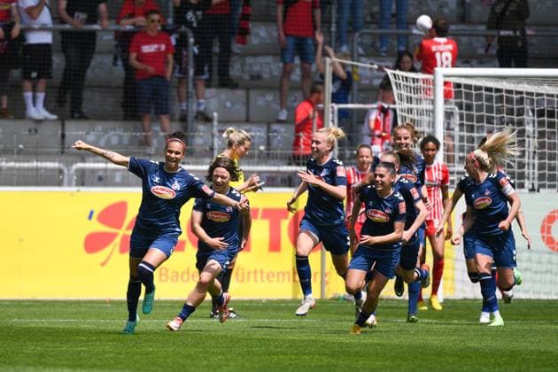 Soccer FLYERALARM Womens Bundesliga 21 Matchday 22 23 SC Freiburg vs 1 FC Koeln 21 05 2023 Goal celebration to 1 0 for 1 FC Koeln by Genessee Puntigam 1 FC Koeln 13 Soccer FLYERALARM Womens Bundesliga SC Freiburg vs 1 FC Koeln on Sunday, May 21, 2023 at Dreisamstadion in Freiburg im Breisgau DFL REGULATIONS PROHIBIT ANY USE OF PHOTOGRAPHS AS IMAGE SEQUENCES AND OR QUASI VIDEO Copyright: xBEAUTIFULxSPORTS GerdxGruendlx