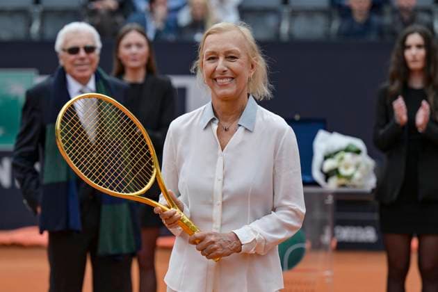 May 21, 2023, ROME: Former women s tennis champion Martina Navratilova receives the golden racket before the men s singles final match at the Italian Open tennis tournament in Rome, Italy, 21 May 2023. ANSA ETTORE FERRARI ROME - ZUMAa110 20230521_zaf_a110_047 Copyright: xEttorexFerrarix