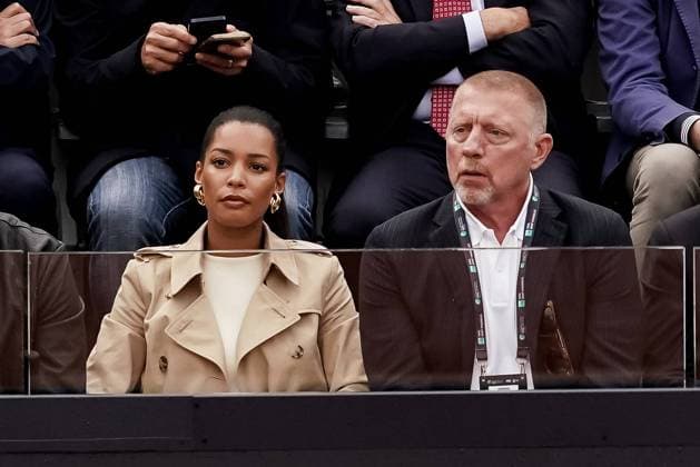 Boris Becker watch the match from the stands with his fiancee Lilian de Carvalho Monteiro during the Men s Singles ATP, Tennis Herren Final match between Holger Rune against Danil Medvedev of Russia during Day Fourteen of the Internazionali BNL D Italia 2023 at Foro Italico on May 21, 2023 in Rome, Italy. Photo Giuseppe Maffia. Rome Foro Italico Rome Italy Copyright: xGiuseppexMaffiax SP24-652-139