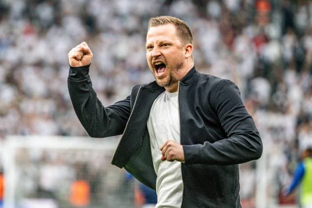 FC Copenhagen v Aarhus GF, Danish Superliga football, Copenhagen, Denmark Copenhagen, Denmark. 21st, May 2023. Head coach Jacob Neestrup of FC Copenhagen seen celebrating after the 3F Superliga match between FC Copenhagen and Aarhus GF at Parken in Copenhagen. Copenhagen Denmark  Copyright: xGonzalesxPhoto TobiasxJorgensenx