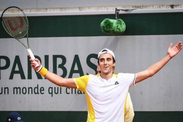 May 22, 2023, Paris, France, France: Dan ADDED of France celebrates his victory during the first day of qualifying of Roland-Garros 2023, French Open 2023, Grand Slam tennis tournament at the Roland-Garros Stadium on May 22, 2023 in Paris, France. Paris France - ZUMAm308 20230522_zsp_m308_010 Copyright: xMatthieuxMirvillex