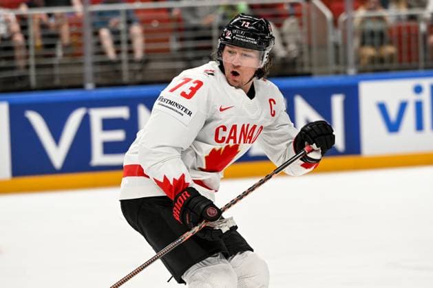 RIGA, LATVIA MAY 22 Tyler Toffoli of Canada in action during the 2023 IIHF Ice Hockey World Championship Finland Latvia game between Canada and Norway at Arena Riga on May 22, 2023 in Riga, Latvia Riga Arena Riga Latvia  Copyright: xJustPictures.ch AndreaxBrancax