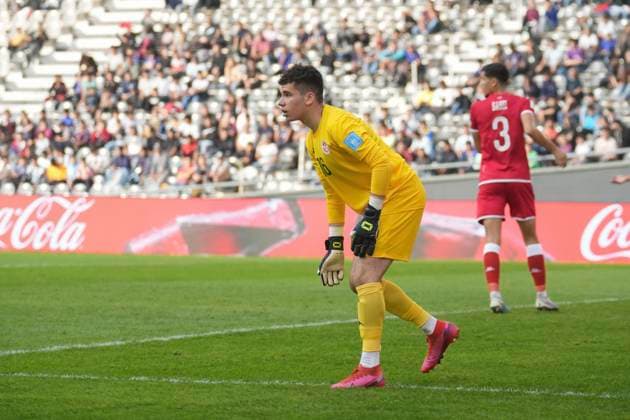 May 22, 2023, La Plata, Buenos Aires, Argentina: Sports. Goalkeeper Gazzeh Raed from Tunisia during the FIFA U-20 World Cup Argentina 2023 match between England and Tunisia at Stadium Unico Diego Armando Maradona in La Plata, Buenos Aires, Argentina, on May 22, 2023 La Plata Argentina - ZUMAf135 0257395348st Copyright: xJulietaxFerrariox