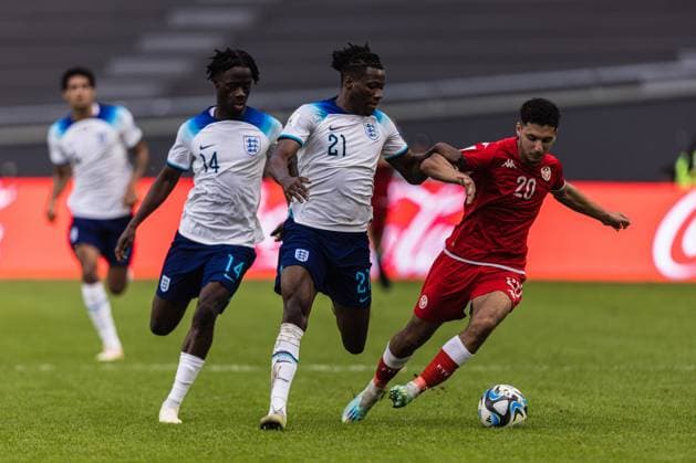 England v Tunisia U20 World Cup LA PLATA, BA - 22.05.2023: ENGLAND V TUNISIA U20 WORLD CUP - Bechir YACOUB of Tunisia, during the match between England and Tunisia at Estadio La Plata, in Argentina, for the group stage of the FIFA U-20 World Cup, this Monday (22). (Photo: Sporteo Fotoarena) x2376525x  Sporteo