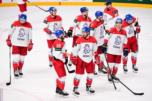Disappointed Czech National hockey team players after the IIHF Ice hockey, Eishockey World Championship, WM, Weltmeisterschaft Group B match Czech Republic vs Canada, in Riga, Latvia, May 23, 2023. (CTKxPhoto DavidxTanecek) CTKPhotoP2023052307780  CTKPhotoP2023052307780