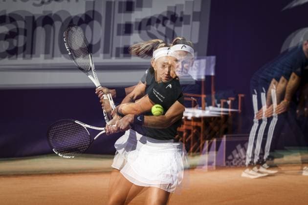 Tennis : Internationaux de Strasbourg 2023 - France -Jil Teichmann - Suisse Tennis : Internationaux de Strasbourg 2023 - France - 23 05 23 ElyxandroCegarra Panoramic 