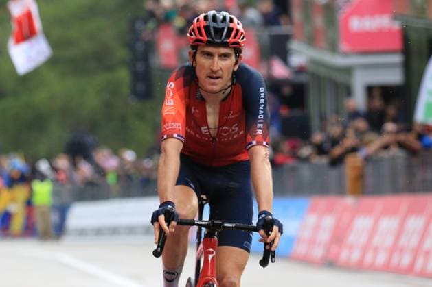 23rd May 2023, Monte Bondone, Italy; 23th May 2023, Monte Bondone, Italy, Giro d Italia - UCI Cycling Race Tour of Italy 2023, Stage 16th 203 km from Sabbio Chiese to Monte Bondone. INEOS Grenadiers s British rider Geraint Thomas celebrates his new overall leader s pink jersey;  ActionPlus12513412 PierrexTeyssot