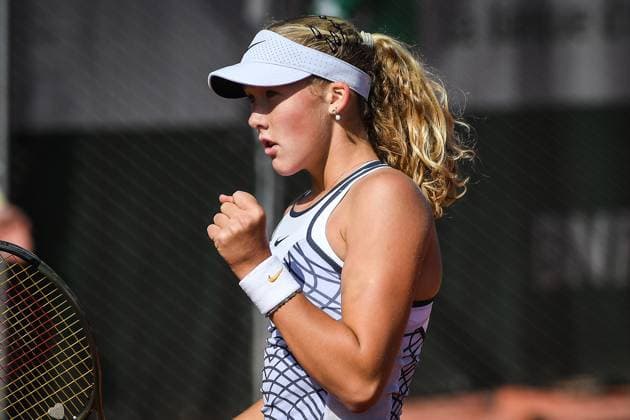 May 24, 2023, Paris, France, France: Mirra ANDREEVA of Russia celebrates his point during the third qualifying day of Roland-Garros 2023, French Open 2023, Grand Slam tennis tournament at the Roland-Garros Stadium on May 24, 2023 in Paris, France. Paris France - ZUMAm308 20230524_zsp_m308_003 Copyright: xMatthieuxMirvillex