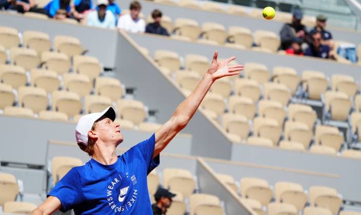 Mandatory Credit: Photo by Javier Garcia Shutterstock (13924795ak) Jannik Sinner practices French Open Tennis, Wednesday Qualifying and Previews, Roland Garros, Paris, France - 24 May 2023 French Open Tennis, Wednesday Qualifying and Previews, Roland Garros, Paris, France - 24 May 2023  Copyright: xJavierxGarcia Shutterstockx 13924795ak
