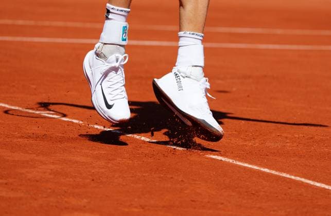 Mandatory Credit: Photo by Javier Garcia Shutterstock (13924795am) Jannik Sinner Nike shoe detail as he practices French Open Tennis, Wednesday Qualifying and Previews, Roland Garros, Paris, France - 24 May 2023 French Open Tennis, Wednesday Qualifying and Previews, Roland Garros, Paris, France - 24 May 2023  Copyright: xJavierxGarcia Shutterstockx 13924795am