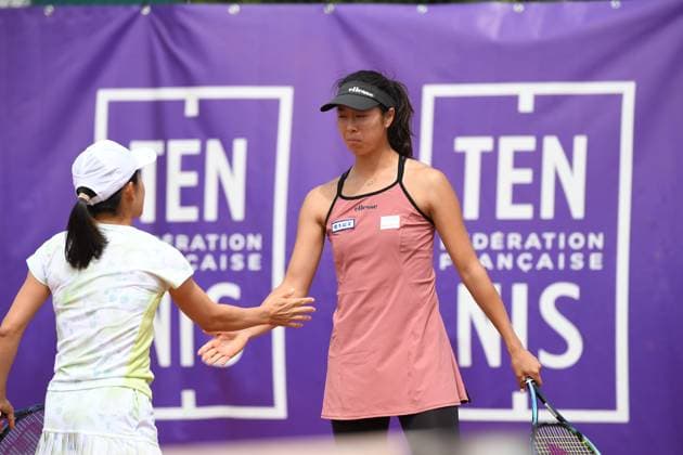Tennis : Internationaux de Strasbourg 2023 - France - Shuko Aoyama - Ena Shibahara - Japon Tennis : Internationaux de Strasbourg 2023 - France - 24 05 23 ChrysleneCaillaud Panoramic 