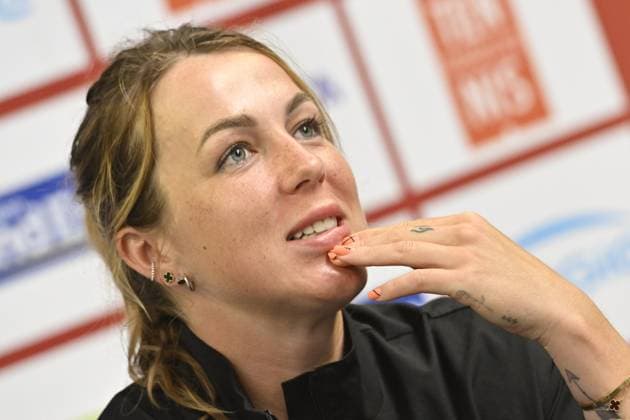 Tennis : Internationaux de Strasbourg 2023 - France - Anastasia Pavlyuchenkova - Russie - Presse conference Tennis : Internationaux de Strasbourg 2023 - France - 24 05 23 ChrysleneCaillaud Panoramic 