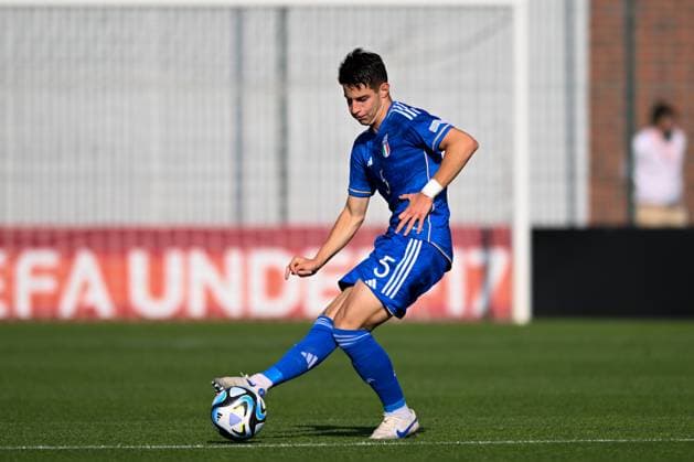 Italy U17, U 17 ¢& x80;& x99;s Edoardo Sadotti during the qualifying phase Under-17 Championship Hungary 2023 soccer match Italy U17 vs. Slovenia U17 at the Globall Football Park stadium in Telki, Hungary, 24th of May 2023  Copyright: xVinnyxOrlando LiveMediax xipa-agx xLivexMediax 0 IPA_IPA38190050