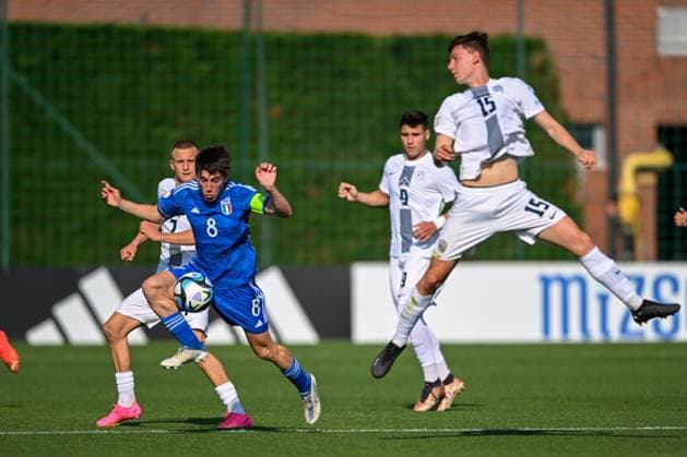 Italy U17, U 17 ¢& x80;& x99;s Mattia Mannini during the qualifying phase Under-17 Championship Hungary 2023 soccer match Italy U17 vs. Slovenia U17 at the Globall Football Park stadium in Telki, Hungary, 24th of May 2023  Copyright: xVinnyxOrlando LiveMediax xipa-agx xLivexMediax 0 IPA_IPA38190057
