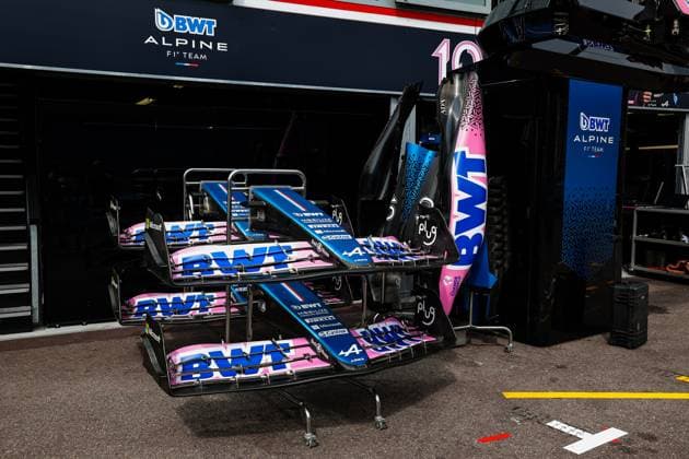 Alpine F1 Team A523, mechanical detail of the front wing during the Formula 1 Grand Prix de Monaco 2023, 6th round of the 2023 Formula One World Championship, WM, Weltmeisterschaft from May 26 to 28, 2023 on the Circuit de Monaco, in Monaco - F1 - MONACO GRAND PRIX 2023 DPPI Panoramic  20230525_GOOD9321