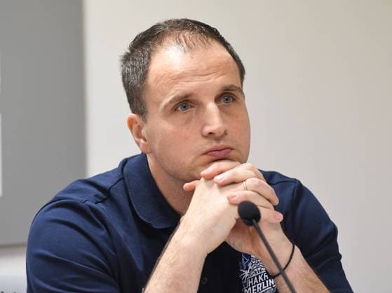 Germany, Bonn, 15 02 2023, Telekom Dome Bonn, Telekom Baskets Bonn vs HAKRO Merlins Crailsheim easyCredit BBL, Coach Nikola Markovic CRA talks with the press Bonn Telekom Dome Bonn North Rhine Westphalia Germany  eu-images-665