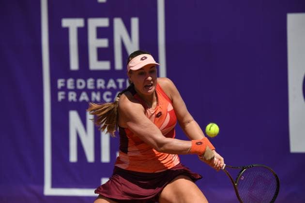 Tennis : Internationaux de Strasbourg 2023 - France - Anna Blinkova - Russie Tennis : Internationaux de Strasbourg 2023 - France - 25 05 23 ChrysleneCaillaud Panoramic 