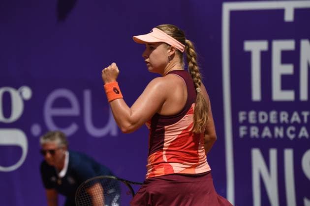 Tennis : Internationaux de Strasbourg 2023 - France - Anna Blinkova - Russie Tennis : Internationaux de Strasbourg 2023 - France - 25 05 23 ChrysleneCaillaud Panoramic 