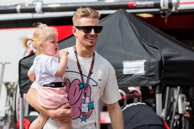 Nico Huelkenberg Haas F1 Team with daughter Noemi Sky, Monaco Grand Prix, Motorsports, Formula 1, 2023 season, 25 05 2023 Monaco Grand Prix, Motorsports, Formula 1, 2023 season, 25 05 2023 Copyright: xEibner-Pressefoto AlexanderxNeisx EP_ANS