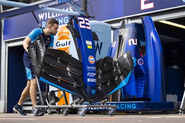 Williams Racing FW45, mechanical detail, front wing during the Formula 1 Grand Prix de Monaco 2023, 6th round of the 2023 Formula One World Championship, WM, Weltmeisterschaft from May 26 to 28, 2023 on the Circuit de Monaco, in Monaco - F1 - MONACO GRAND PRIX 2023 DPPI Panoramic  00123012__DE_1146