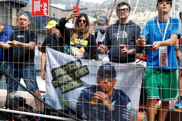 Fans of 44 Lewis Hamilton GBR, Mercedes AMG Petronas F1 Team , F1 Grand Prix of Monaco at Circuit de Monaco on May 25, 2023 in Monte Carlo, Monaco Photo by HOCH ZWEI Monte Carlo Monaco