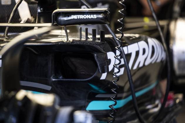 Mercedes AMG F1 Team W14, mechanical detail, new sidepod during the Formula 1 Grand Prix de Monaco 2023, 6th round of the 2023 Formula One World Championship, WM, Weltmeisterschaft from May 26 to 28, 2023 on the Circuit de Monaco, in Monaco - F1 - MONACO GRAND PRIX 2023 DPPI Panoramic  00123012__DE_1221