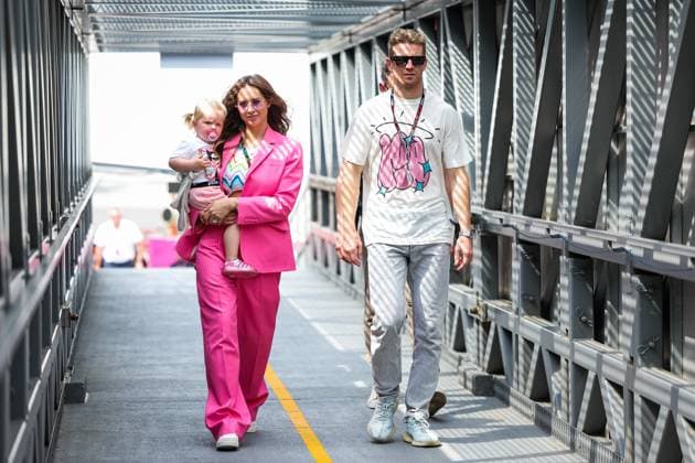 27 Nico Hulkenberg DEU, MoneyGram Haas F1 Team with his girlfriend Egle Ruskyte and daughter Noemi Sky, F1 Grand Prix of Monaco at Circuit de Monaco on May 25, 2023 in Monte Carlo, Monaco Photo by HOCH ZWEI Monte Carlo Monaco