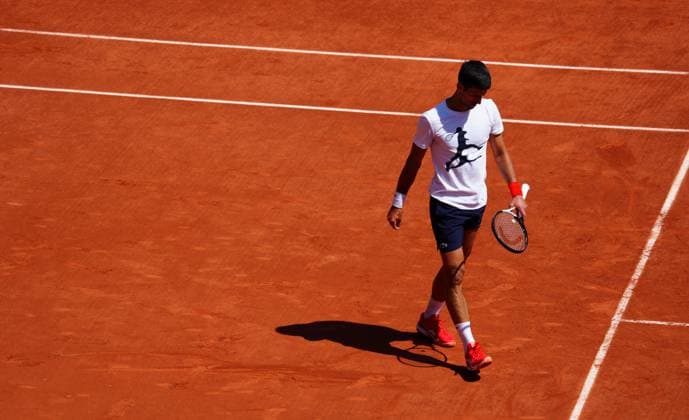 Mandatory Credit: Photo by Javier Garcia Shutterstock (13924802cy) Novak Djokovic practices French Open Tennis, Wednesday Qualifying and Previews, Roland Garros, Paris, France - 25 May 2023 French Open Tennis, Wednesday Qualifying and Previews, Roland Garros, Paris, France - 25 May 2023  Copyright: xJavierxGarcia Shutterstockx 13924802cy