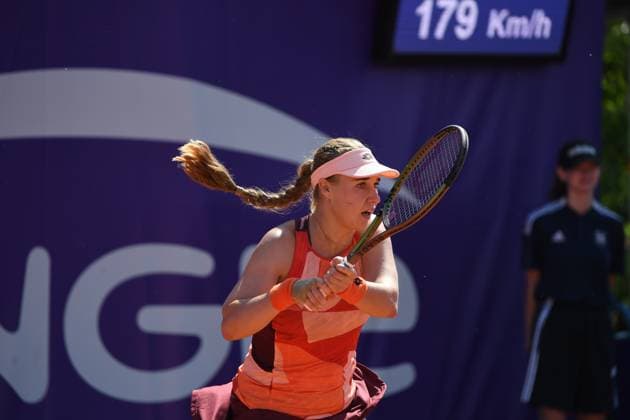 Tennis : Internationaux de Strasbourg 2023 - France - Anna Blinkova - Russie Tennis : Internationaux de Strasbourg 2023 - France - 26 05 23 ChrysleneCaillaud Panoramic 