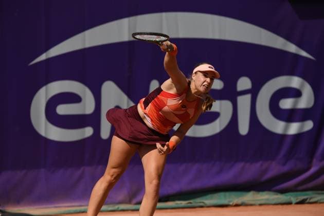 Tennis : Internationaux de Strasbourg 2023 - France - Anna Blinkova - Russie Tennis : Internationaux de Strasbourg 2023 - France - 26 05 23 ChrysleneCaillaud Panoramic 