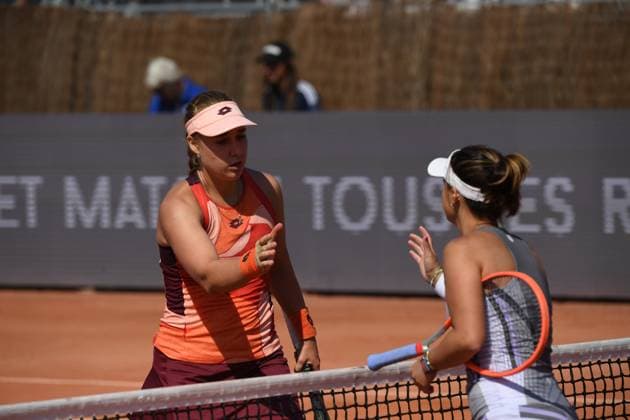 Tennis : Internationaux de Strasbourg 2023 - France - Anna Blinkova - Russie Tennis : Internationaux de Strasbourg 2023 - France - 26 05 23 ChrysleneCaillaud Panoramic 