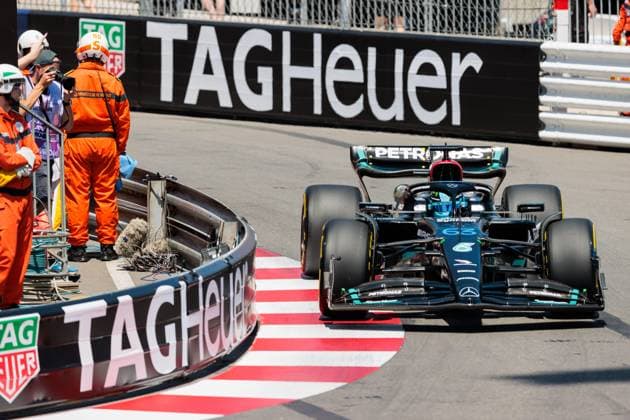 George Russel Mercedes AMG Petronas Motorsport with his car on the track, Monaco Grand Prix, Motorsport, Formula 1, 2023 season, 26 05 2023 Monaco Grand Prix, Motorsport, Formula 1, 2023 season, 26 05 2023 Copyright: xEibner-Pressefoto AlexanderxNeisx EP_ANS
