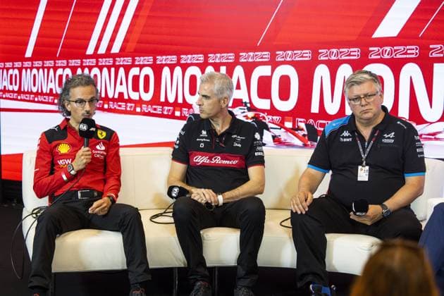 MEKIES Laurent (fra), Racing Director of the Scuderia Ferrari, ALUNNI BRAVI Alessandro (ita), Managing Director of Sauber Group & Team Representative, SZAFNAUER Otmar, Team Principal of Alpine F1 Team, portrait, press conference, PK, Pressekonferenz during the Formula 1 Grand Prix de Monaco 2023, 6th round of the 2023 Formula One World Championship, WM, Weltmeisterschaft from May 26 to 28, 2023 on the Circuit de Monaco, in Monaco - F1 - MONACO GRAND PRIX 2023 DPPI Panoramic 00123012__DE_2628