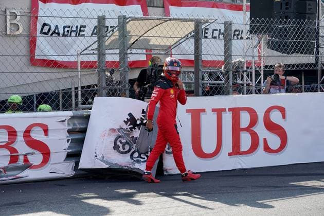 Formula 1 Grand Prix Monaco 2023 26 05 2023, Circuit de Monaco, Monte Carlo, Formula 1 Grand Prix Monaco 2023 ,in the picture accident of Carlos Sainz Jr ESP , Scuderia Ferrari in the last chicane before start finish nordphotoxGmbHx xBratic nph00250