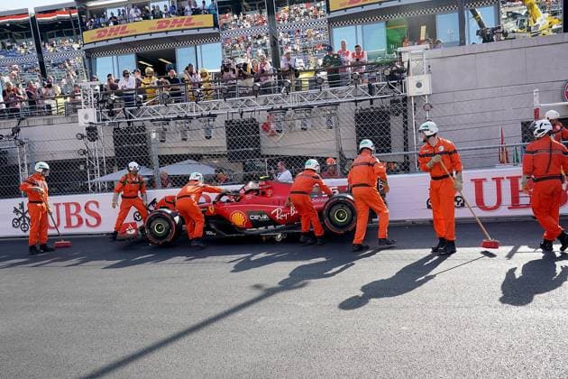 Formula 1 Grand Prix Monaco 2023 26 05 2023, Circuit de Monaco, Monte Carlo, Formula 1 Grand Prix Monaco 2023 ,in the picture accident of Carlos Sainz Jr ESP , Scuderia Ferrari in the last chicane before start finish nordphotoxGmbHx xBratic nph00250