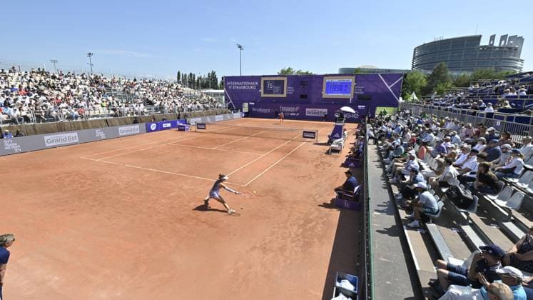Tennis : Internationaux de Strasbourg 2023 - France - Court Patrice Dominguez Tennis : Internationaux de Strasbourg 2023 - France - 26 05 23 ChrysleneCaillaud Panoramic 