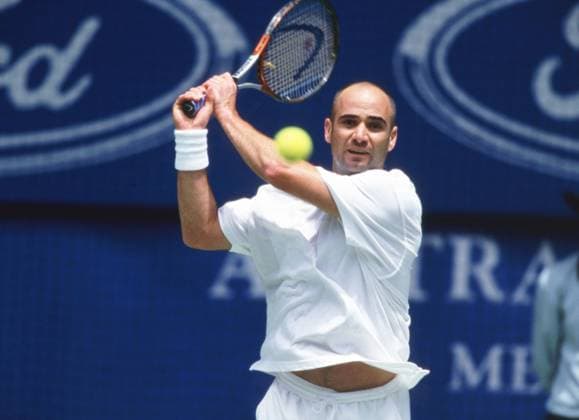 August 29 - September 11, 1994. New York City, New York State, United States. American tennis player Andre Agassi competes during the 1994 US Open Tennis Championship at the National Tennis Centre of the US Tennis Association in Flushing Meadows Park. The exact date of the photograph is unknown. Robert Maximov TASS  59340252