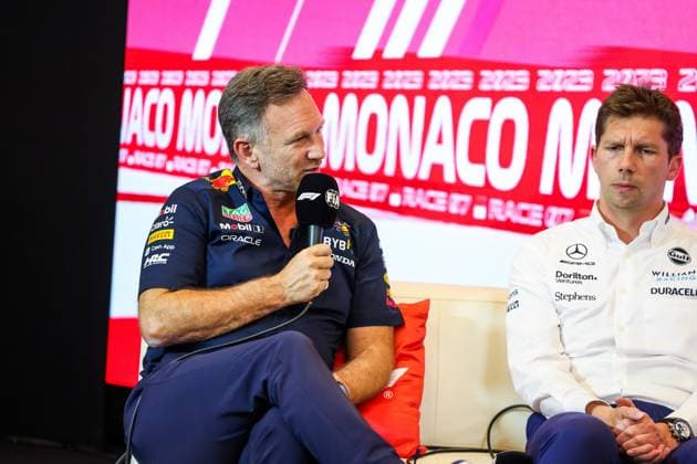 Christian Horner GBR, Oracle Red Bull Racing , James Vowles GBR, Williams Racing , F1 Grand Prix of Monaco at Circuit de Monaco on May 26, 2023 in Monte Carlo, Monaco Photo by HOCH ZWEI Monte Carlo Monaco