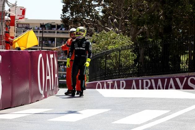 27 05 2023, Circuit de Monaco, Monte Carlo, Formula 1 Grand Prix Monaco 2023 ,in picture accident failure of Lewis Hamilton GBR , Mercedes AMG Petronas Formula One Team Monte Carlo Circuit de Monaco Monaco  eu-images-506