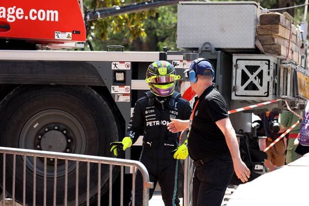 27 05 2023, Circuit de Monaco, Monte Carlo, Formula 1 Grand Prix Monaco 2023 ,in picture accident failure of Lewis Hamilton GBR , Mercedes AMG Petronas Formula One Team Monte Carlo Circuit de Monaco Monaco  eu-images-506