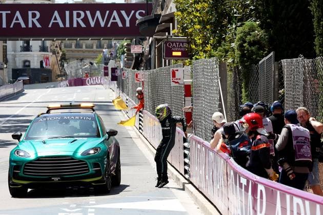 27 05 2023, Circuit de Monaco, Monte Carlo, Formula 1 Grand Prix Monaco 2023 ,in picture accident failure of Lewis Hamilton GBR , Mercedes AMG Petronas Formula One Team Monte Carlo Circuit de Monaco Monaco  eu-images-506