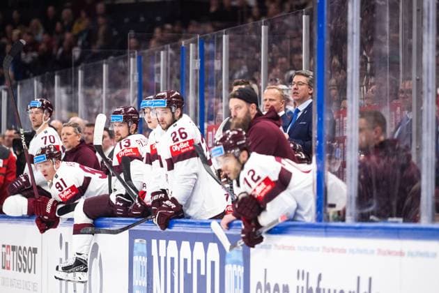 230527 Head coach Harijs Vitolins of Latvia during the 2023 IIHF Ice Hockey World Championship semifinal game between Canada and Latvia on May 27, 2023 in Tampere Photo Joel Marklund BILDBYRAN kod JM JM0485 bbeng ishockey ice hockey ishockey vm 2023 ishockey vm vm vm 2023 iihf ice hockey world championship semifinal semi final canada canada latvia lettland  Copyright: JOELxMARKLUND BB230527JM049