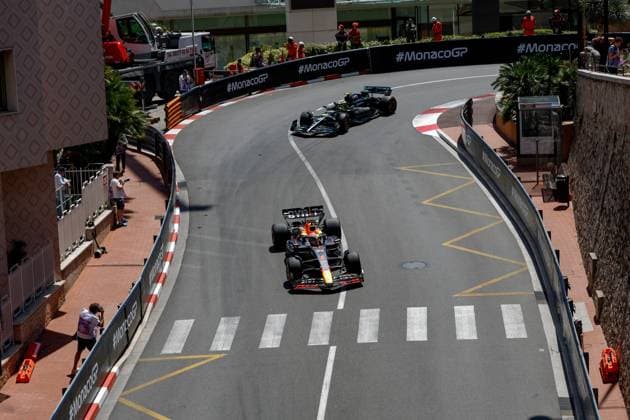 1 Max Verstappen NLD, Oracle Red Bull Racing , 44 Lewis Hamilton GBR, Mercedes AMG Petronas F1 Team , F1 Grand Prix of Monaco at Circuit de Monaco on May 27, 2023 in Monte Carlo, Monaco Photo by HOCH ZWEI Monte Carlo Monaco