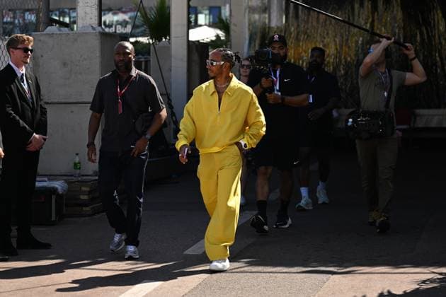 May 27, 2023, Mezzolombardo, Mezzolombardo, Italy: British driver Lewis Hamilton arrive at the Paddock of the FIA Formula 1 Grand Prix du Monaco at Circuit de Monaco in Monaco. Mezzolombardo Italy - ZUMAf150 20230527_zsp_f150_002 Copyright: xDaisyxFacinellix