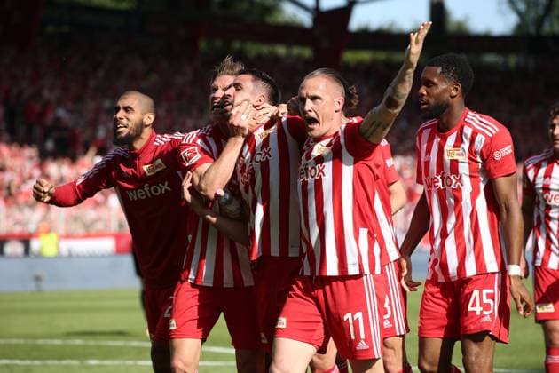 Sport Themen der Woche KW21 Sport Bilder des Tages Rani Khedira jubelnd nach 1:0 Freude Emotion Jubel Fußball Fussball Bundesliga Herren DFL 34. Spieltag Saison 2022 2023 27.05.2023 1.FC Union Berlin FCU vs. SV Werder Bremen SVW DFL regulations prohibit any use of photographs as image sequences and or quasi-video. *** Rani Khedira cheering after 1 0 joy emotion jubilation sports soccer soccer Bundesliga men DFL 34 Spieltag season 2022 2023 27 05 2023 1 FC Union Berlin FCU vs SV Werder Bremen SVW DFL regulations prohibit any use of photographs as image sequences and or quasi video