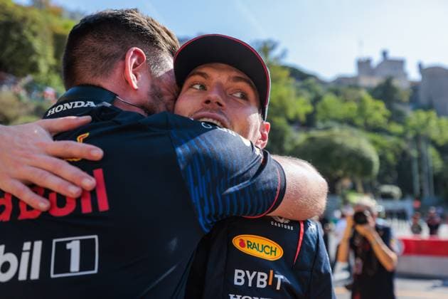 Max Verstappen Red Bull Racing cheers pole position, Monaco Grand Prix, motorsports, Formula 1, 2023 season, 27 05 2023 Monaco Grand Prix, motorsports, Formula 1, 2023 season, 27 05 2023 Copyright: xEibner-Pressefoto AlexanderxNeisx EP_ANS