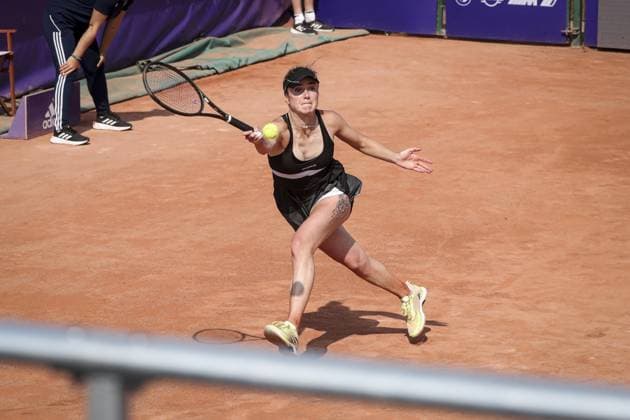 Finale fÃ minin. Internationaux de Strasbourg 2023 ANNA BLINKOVA (RUS) ELINA SVITOLINA (UKR Tennis : Internationaux de Strasbourg 2023 - France - 27 05 23 ElyxandroCegarra Panoramic 